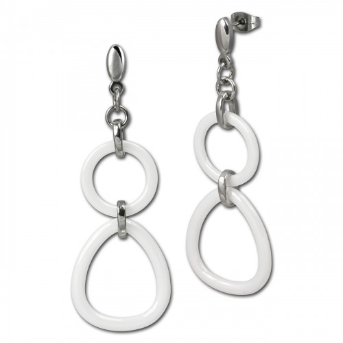 Amello Ohrringe Keramik Dreieck weiß Damen Edelstahlschmuck ESOX07W