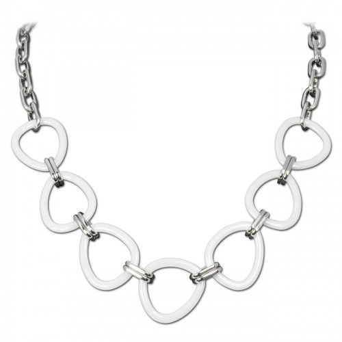 Amello Halskette Keramik Dreieck weiß Damen Edelstahlschmuck ESKX07W