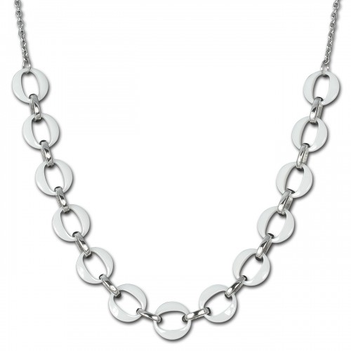 Amello Halskette Keramik Ringe weiß Damen Edelstahlschmuck ESKX02W