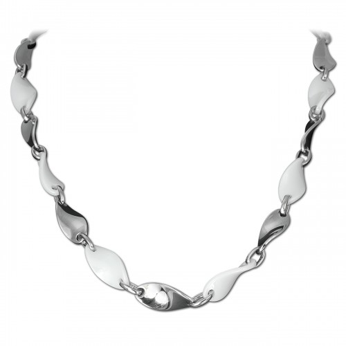 Amello Halskette Keramik Welle weiß Damen Edelstahlschmuck ESKX08W