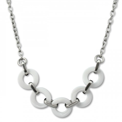 Amello Halskette Keramik Ring weiß Damen Edelstahlschmuck ESKX01W