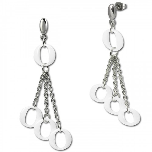 Amello Ohrringe Keramik Ringe weiß Damen Edelstahlschmuck ESOX02W