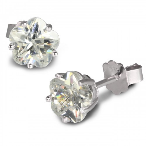 SilberDream Ohrringe Blume 6mm Zirkonia wei Silber Ohrstecker SDO736W