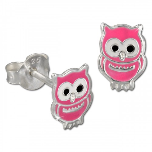 Kinder Ohrring Eule rosa Silber Ohrstecker Kinderschmuck TW SDO8101P