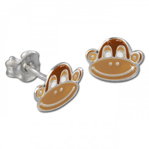 Kinder Ohrring Affe braun Silber Ohrstecker Kinderschmuck TW SDO8112N