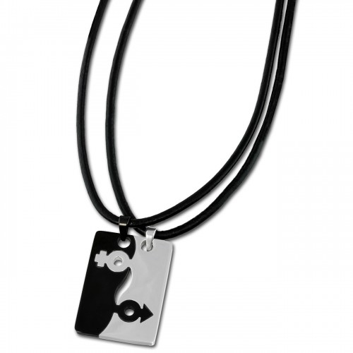 Amello Halsketten-Set Sexus schwarzweiß Edelstahlschmuck Unisex ESK002S