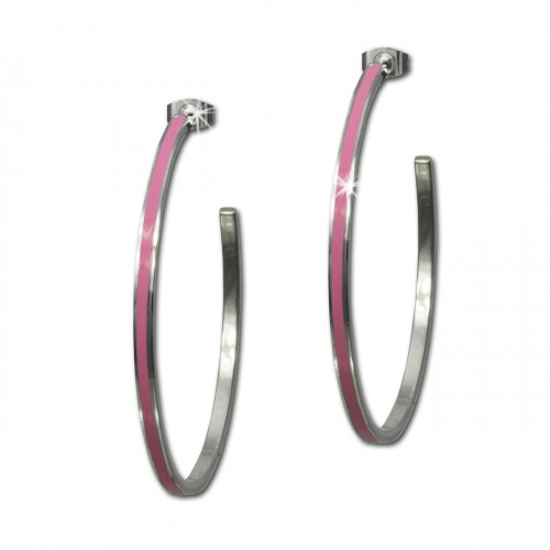 Amello Creolen Emaille rosa Ohrringe Damen Edelstahl ESOG02P