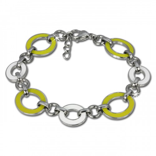 Amello Armband Oval Emaille gelbweiß Damen Edelstahlschmuck ESAG01Y