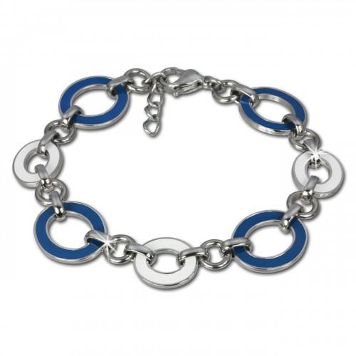 Amello Armband Oval Emaille blauweiß Damen Edelstahlschmuck ESAG01B