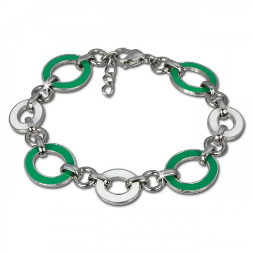 Amello Armband Oval Emaille grünweiß Damen Edelstahlschmuck ESAG01G