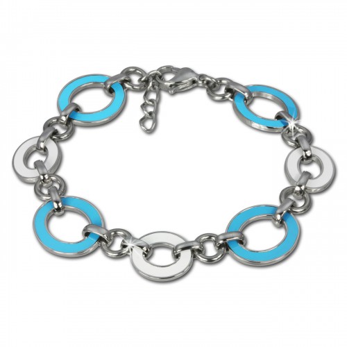 Amello Armband Oval Emaille türkisweiß Damen Edelstahlschmuck ESAG01T