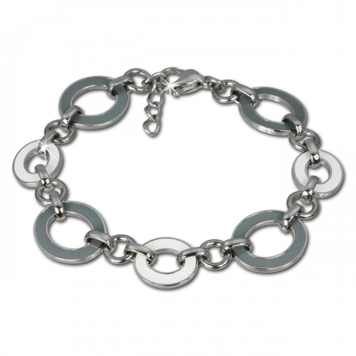 Amello Armband Oval Emaille grauweiß Damen Edelstahlschmuck ESAG01K