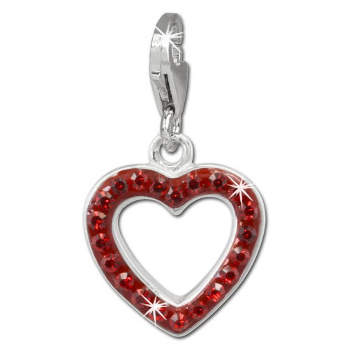 SilberDream Glitzer Charm Herz offen rot Zirkonia Kristalle GSC544R
