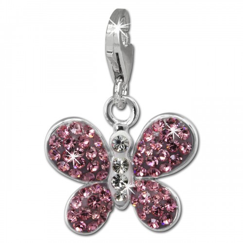 SilberDream Glitzer Charm Schmetterling rosa Zirkonia Kristalle GSC546A