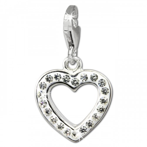 SilberDream Glitzer Charm Herz offen weiß Zirkonia Kristalle GSC544W