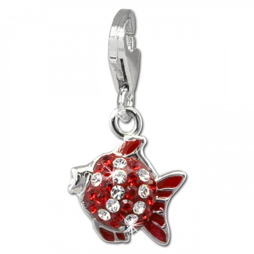SilberDream Glitzer Charm Fisch rot Zirkonia Kristalle Anhänger GSC564R