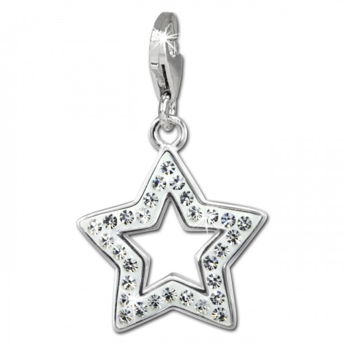 SilberDream Glitzer Charm Stern offen weiß Zirkonia Kristalle GSC556W