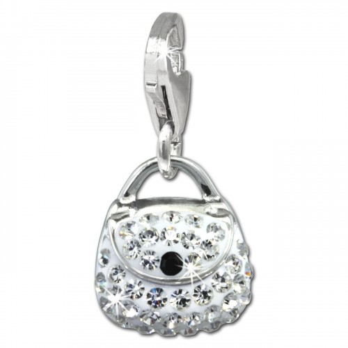 SilberDream Glitzer Charm Tasche klein wei Zirkonia Kristalle GSC558W