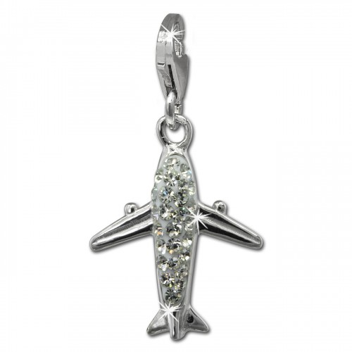 SilberDream Glitzer Charm Flugzeug wei Zirkonia Kristalle GSC561W