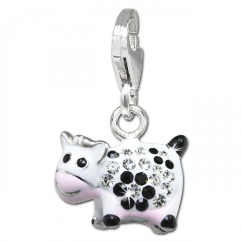 SilberDream Glitzer Charm Lustige Kuh Zirkonia Kristalle Anhnger GSC541W