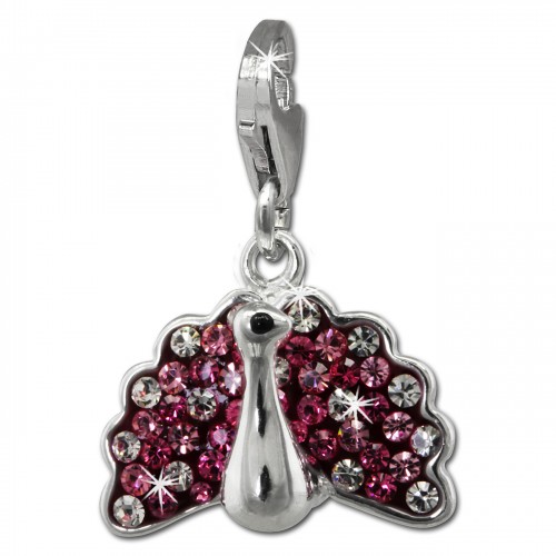 SilberDream Glitzer Charm Pfau rosa Zirkonia Kristalle 925 Anhnger GSC551A