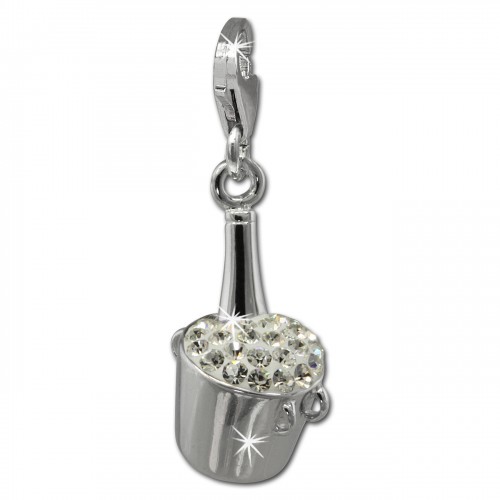SilberDream Glitzer Charm Sektkhler wei Zirkonia Kristalle GSC573W