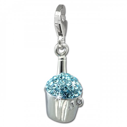SilberDream Glitzer Charm Sektkhler hellblau Zirkonia Kristalle GSC573H