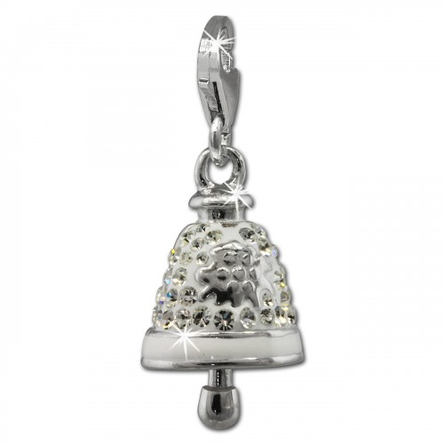 SilberDream Glitzer Charm Glocke wei Zirkonia Kristalle GSC575W
