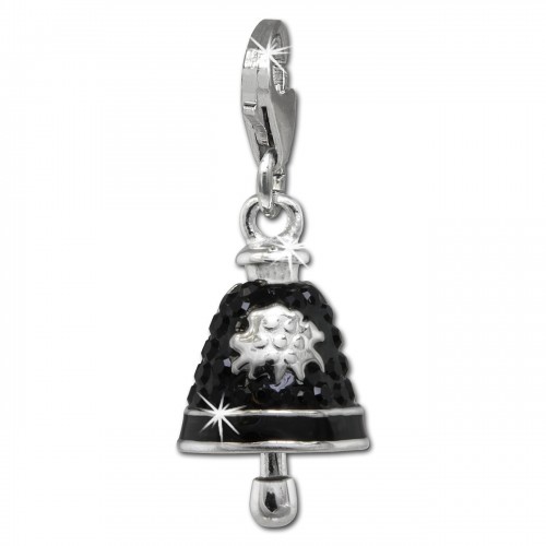 SilberDream Glitzer Charm Glocke schwarz Zirkonia Kristalle GSC575S