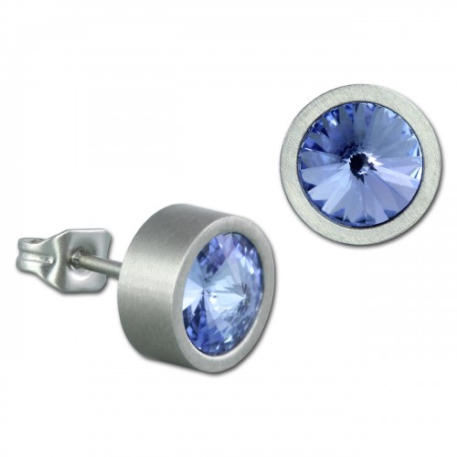 Amello Edelstahl Ohrstecker Swarovski Elements hellblau Ohrring ESOS03H