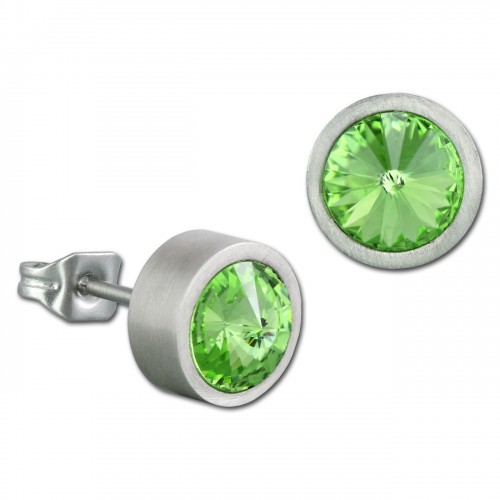 Amello Edelstahl Ohrstecker Swarovski Elements hellgrün Ohrring ESOS03L