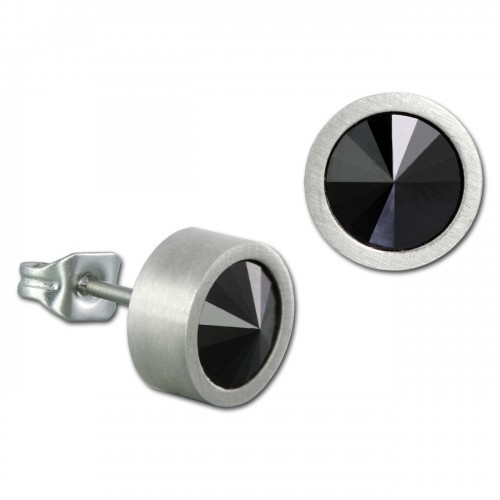 Amello Edelstahl Ohrstecker Swarovski Elements schwarz Ohrring ESOS03S