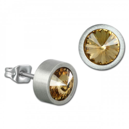 Amello Edelstahl Ohrstecker Swarovski Elements bernstein Ohrring ESOS03Y