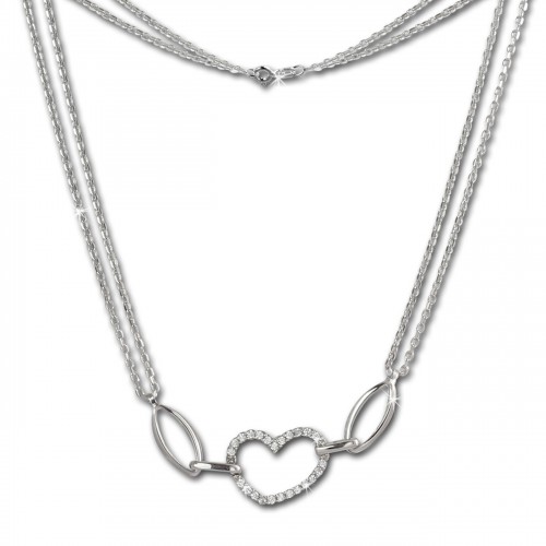 SilberDream Kette Herz Zirkonia wei 925er Silber 45cm Halskette SDK423W