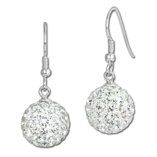 SilberDream Ohrhnger Glitzerkugel 12mm wei Silber Ohrring GSO2812W