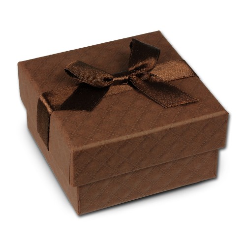 SD Geschenkverpackung braun 65x65x35mm Schmuckschachtel mit Schleife VE3163B