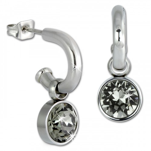 Amello Edelstahl Creole Swarovski Elements Zirkonia grau Ohrring ESOS02K