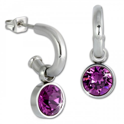 Amello Edelstahl Creole Swarovski Elements Zirkonia flieder Ohrring ESOS02F