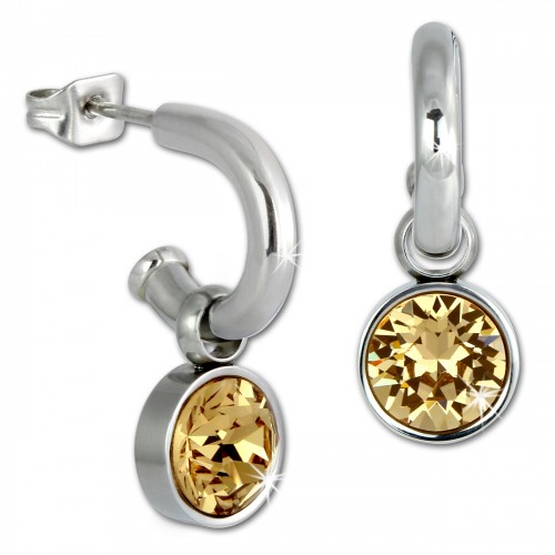 Amello Edelstahl Creole Swarovski Elements Zirkonia bernstein Ohrring ESOS02Y