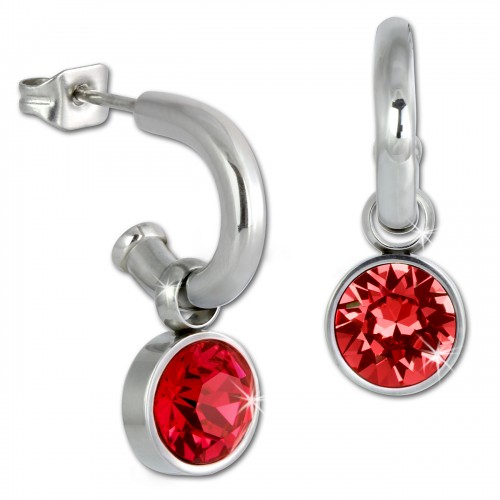 Amello Edelstahl Creole Swarovski Elements Zirkonia rot Ohrring ESOS02R