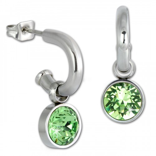 Amello Edelstahl Creole Swarovski Elements Zirkonia hellgrün Ohrring ESOS02L