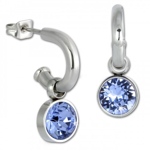 Amello Edelstahl Creole Swarovski Elements Zirkonia hellblau Ohrring ESOS02H
