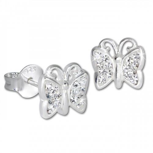 SilberDream Kinder Ohrringe Schmetterling Zirkonia wei 925er SDO094W