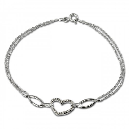 SilberDream Armband Herz Zirkonia wei 925er Sterling Silber 19cm SDA423W