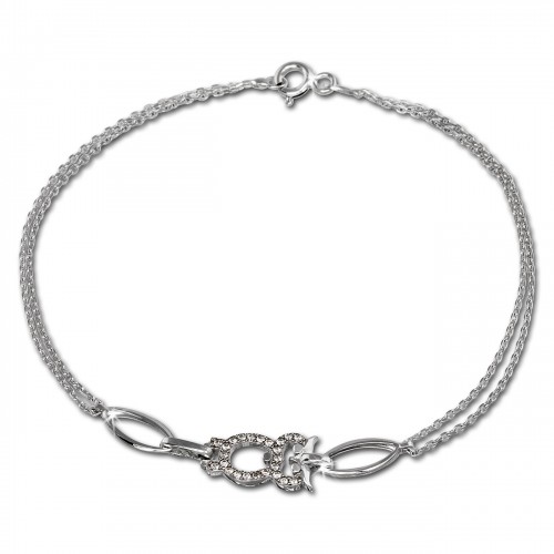 SilberDream Armband Eule Zirkonia wei 925er Sterling Silber 19cm SDA424W