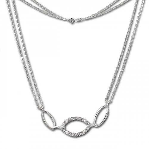 SilberDream Kette Oval Zirkonia wei 925er Silber 45cm Halskette SDK425W