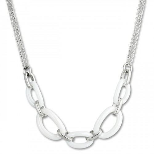 Amello Halskette Keramik Ovale weiß Damen Edelstahlschmuck ESKX16W