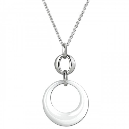 Amello Halskette Keramik Round weiß Damen Edelstahlschmuck ESKX13W