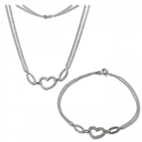 SilberDream Schmuckset Herz Zirkonia Kette Armband 925 Silber SDS423W