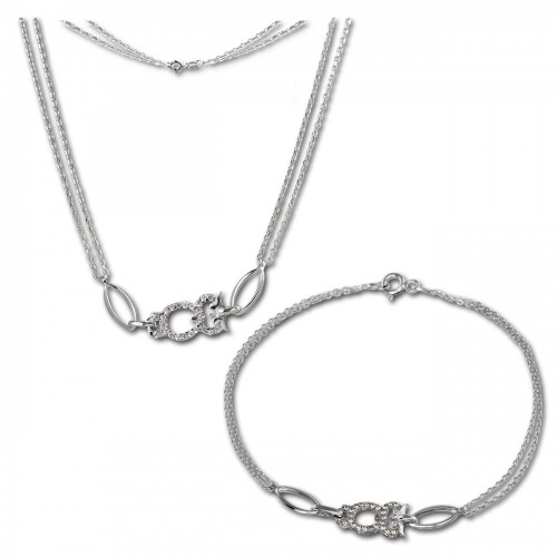 SilberDream Schmuckset Eule Zirkonia Kette Armband 925 Silber SDS424W